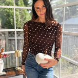 Autumn Social Sheer Mesh Long Sleeve Top - Love and Lee Apparel