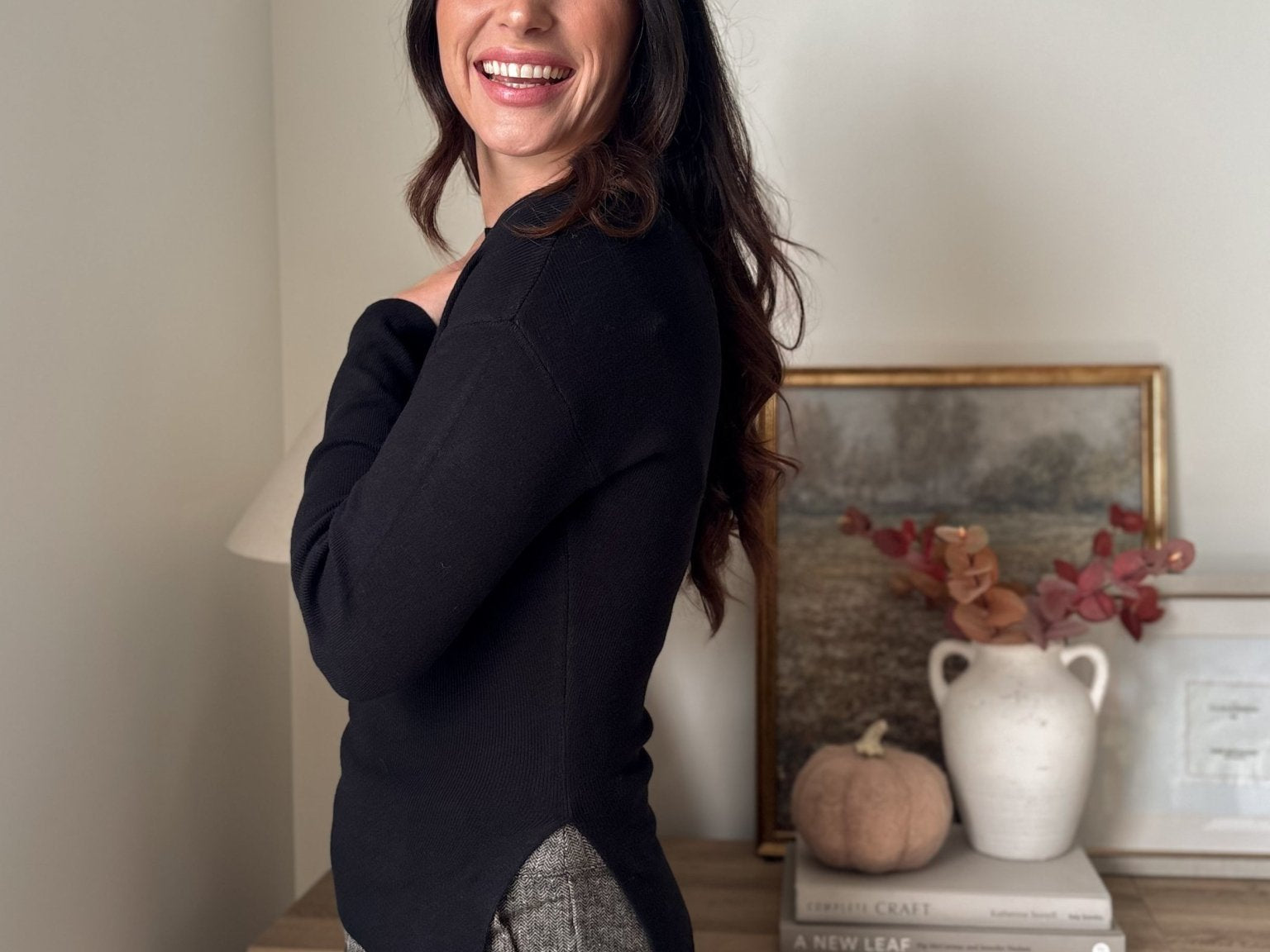 The' Home for the Holiday' Boat Neck Dolman Long Sleeve Knit Sweater in Black - Love and Lee Apparel