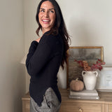 The' Home for the Holiday' Boat Neck Dolman Long Sleeve Knit Sweater in Black - Love and Lee Apparel