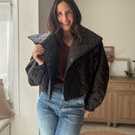 The 'Pumpkin Picking Patch' Quilted Shawl Cropped Puffer Jacket- 2 Colours Available - Love and Lee Apparel