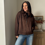 The 'Cozy Fireside' Studded Collared Zip-Up Suede Jacket - Love and Lee Apparel