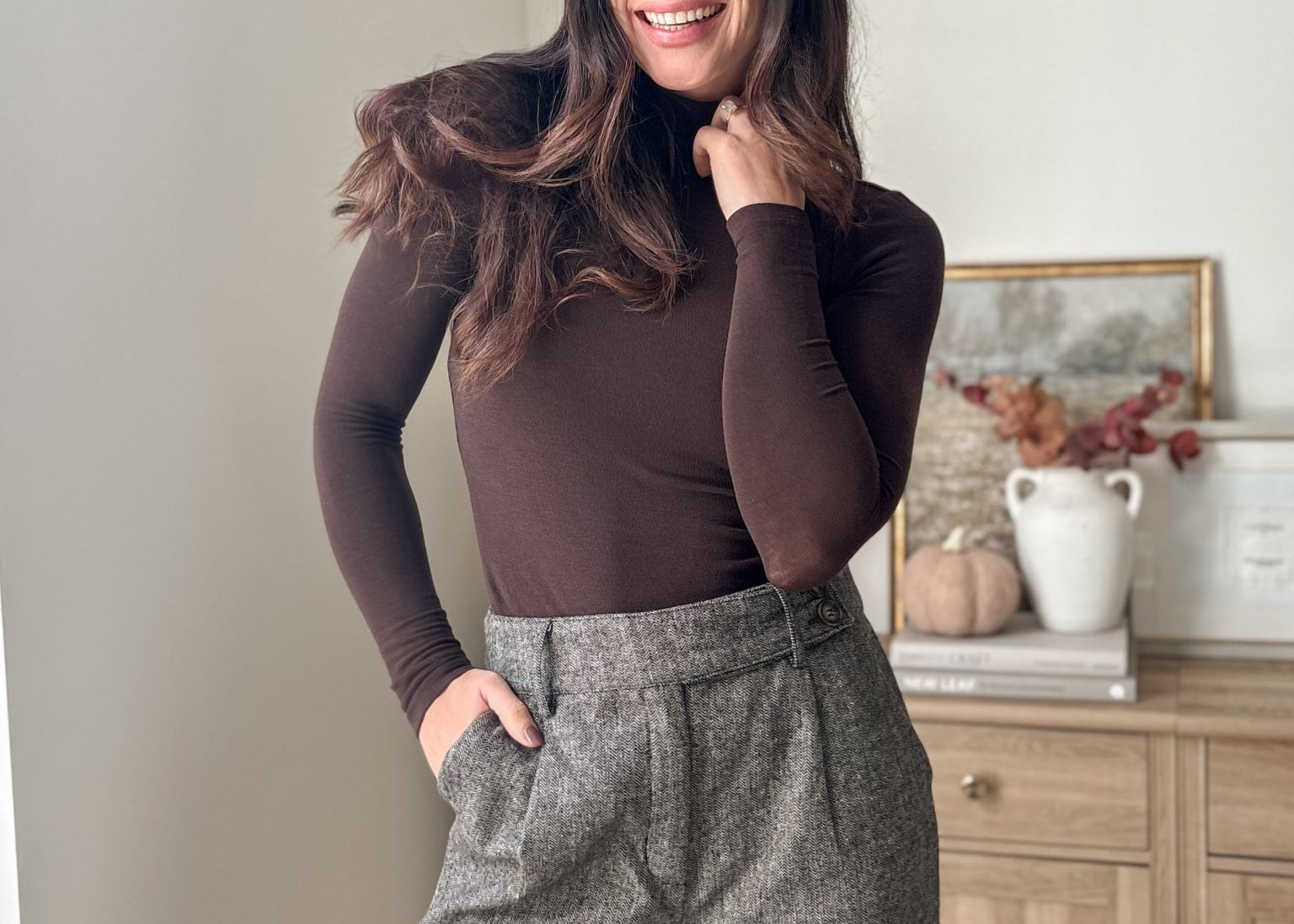 The 'Gathered' Long Sleeve Rolled Neck Top - Love and Lee Apparel