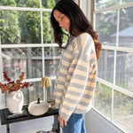 Morning Mist Striped Button Down Boxy Knit Cardigan - Love and Lee Apparel