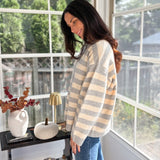 Morning Mist Striped Button Down Boxy Knit Cardigan - Love and Lee Apparel