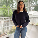 'Syllabus Season' Contrast Rolled Edge Crewneck Pullover - Love and Lee Apparel