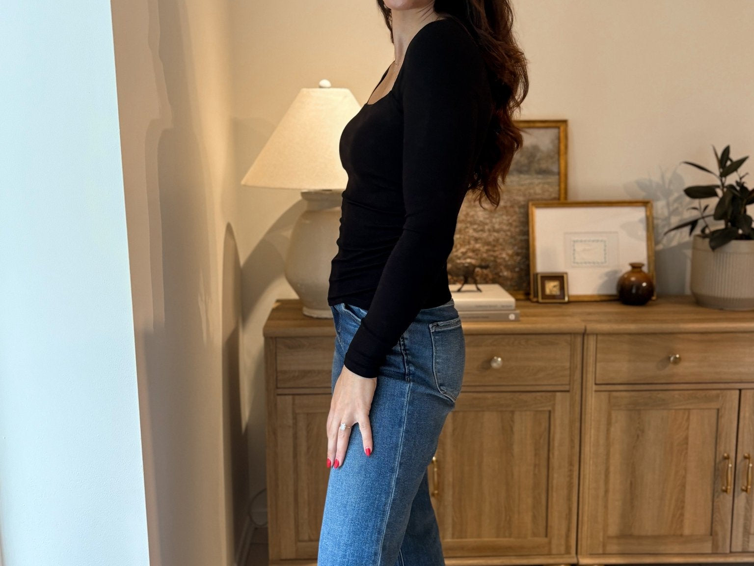 The Morning Mist Square Neck Long Sleeve Ruched Side Knit Top - Love and Lee Apparel
