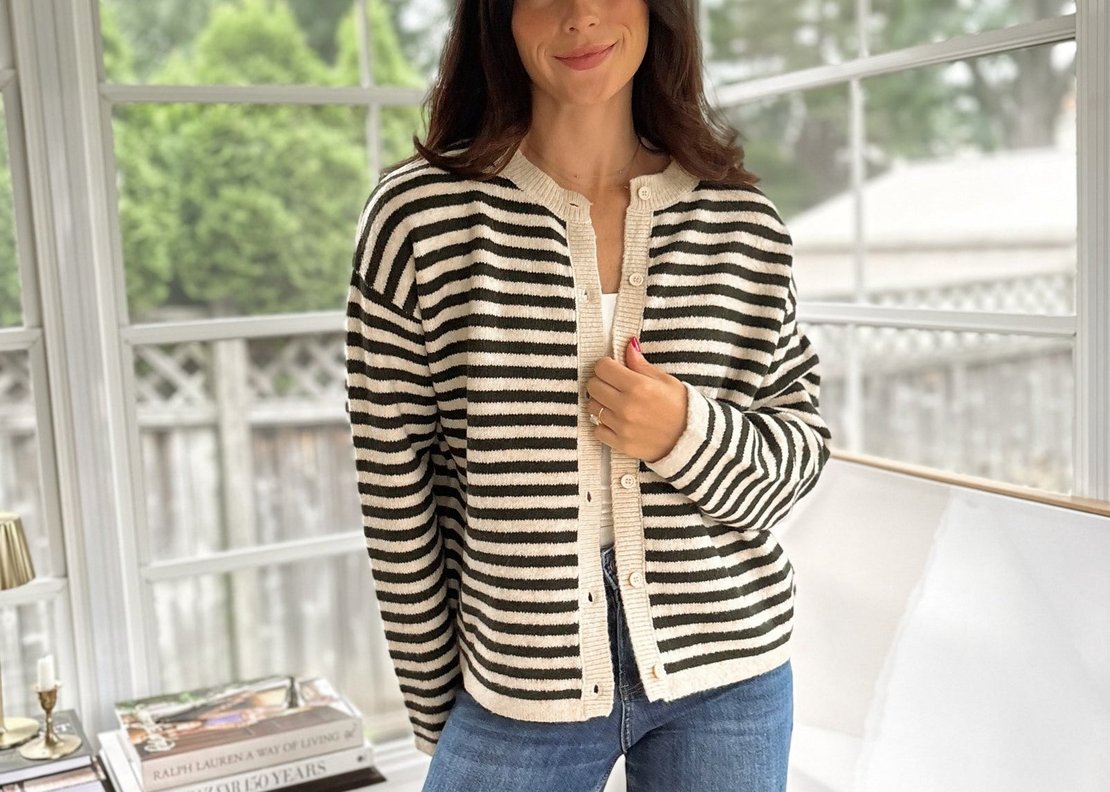 'Row Club' Striped Cardigan - Love and Lee Apparel