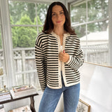 'Row Club' Striped Cardigan - Love and Lee Apparel