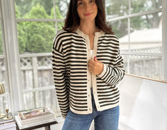 'Row Club' Striped Cardigan - Love and Lee Apparel