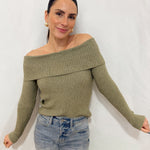 The Katia Long Sleeve Off - Shoulder Knit Sweater - 2 colours available - Love and Lee Apparel