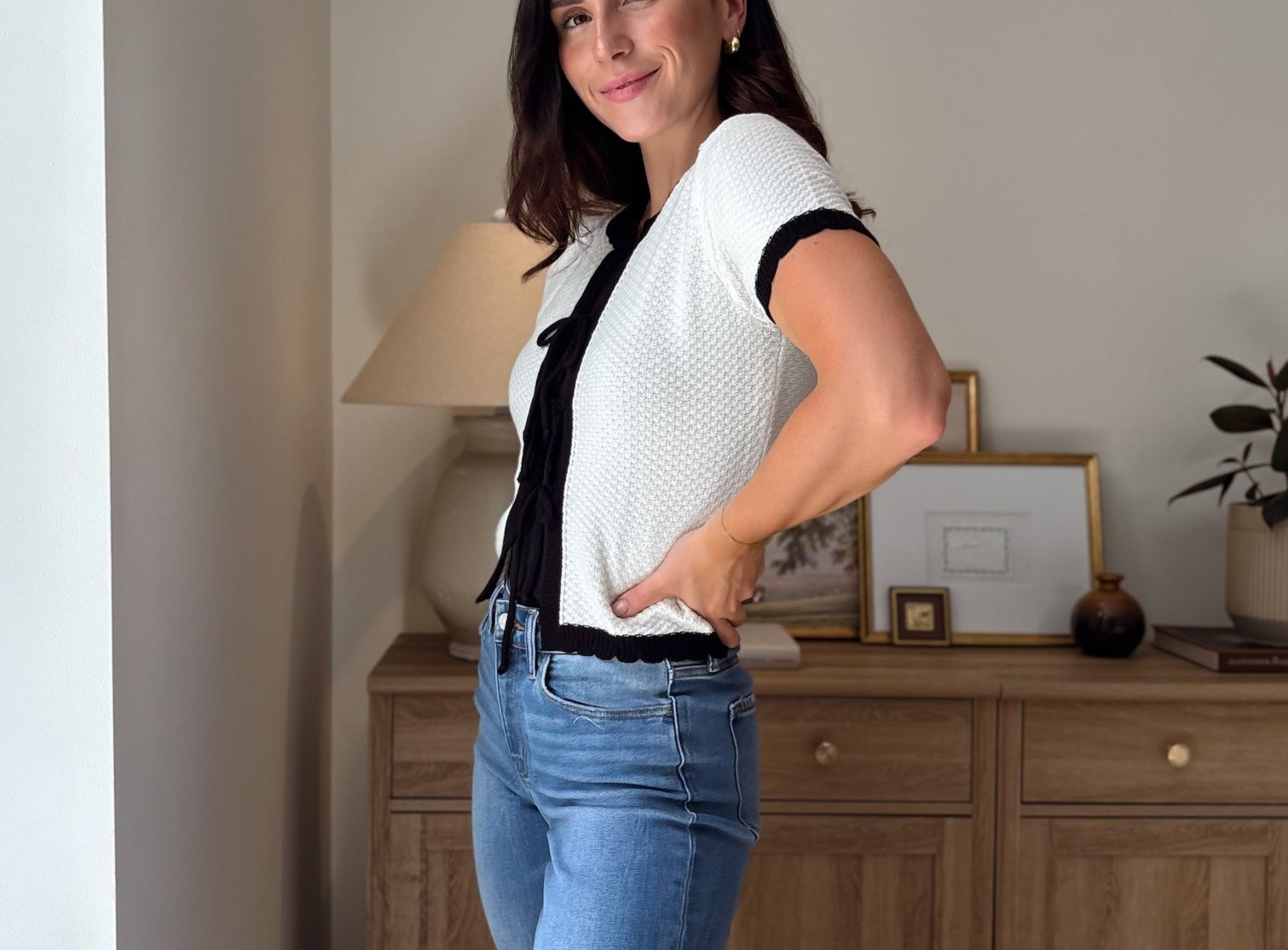 Gwen Tie Up Short Sleeve Cardigan - Love and Lee Apparel