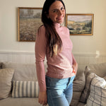 The Juliette Long Sleeve Knit Turtle Neck in Soft Pink - Love and Lee Apparel