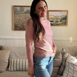 The Juliette Long Sleeve Knit Turtle Neck in Soft Pink - Love and Lee Apparel