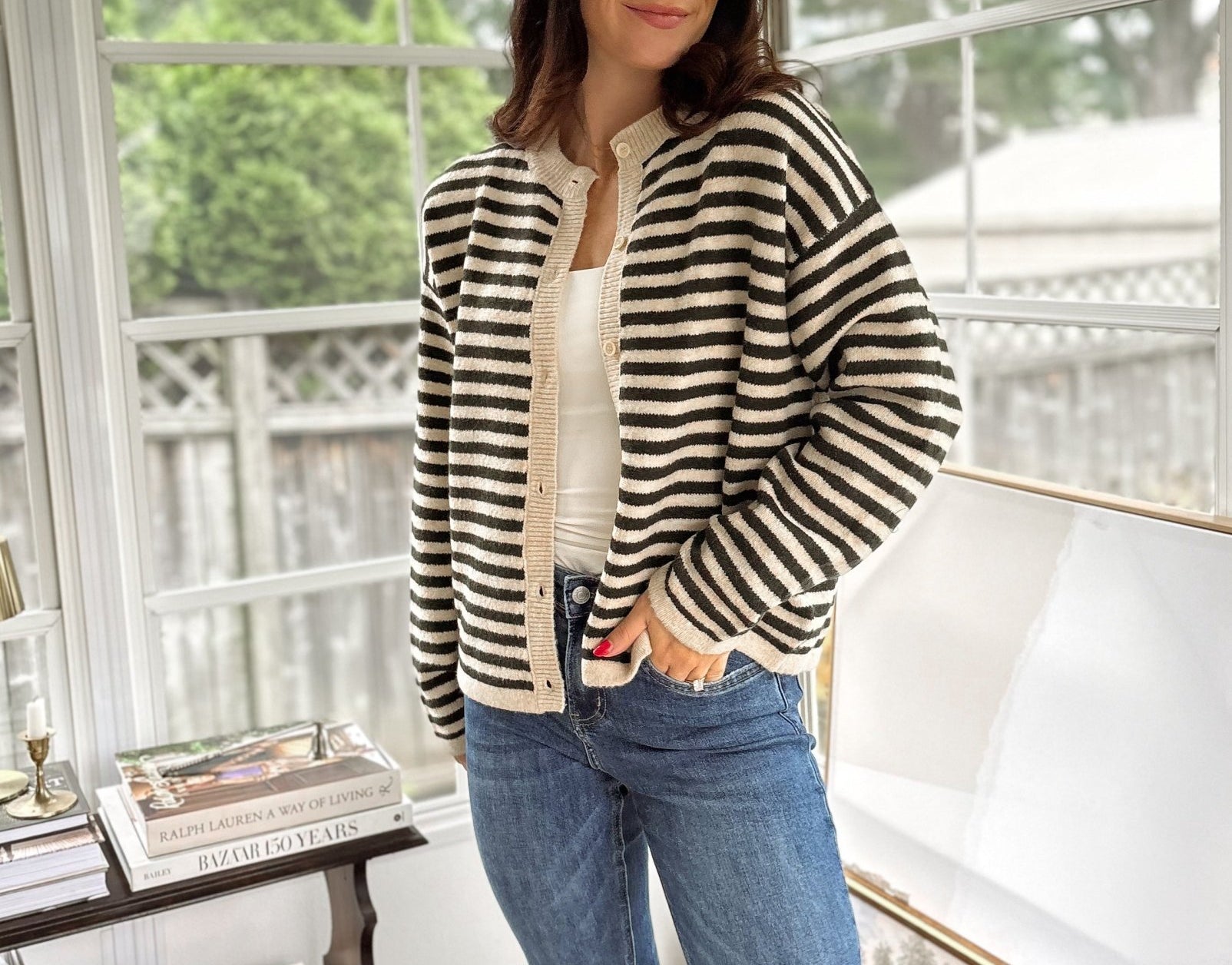 'Row Club' Striped Cardigan - Love and Lee Apparel