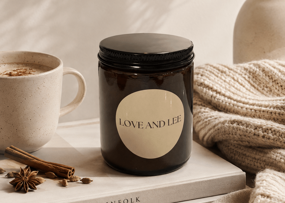 Chai Latte 8 oz. Candle in Amber Jar - Love and Lee Apparel