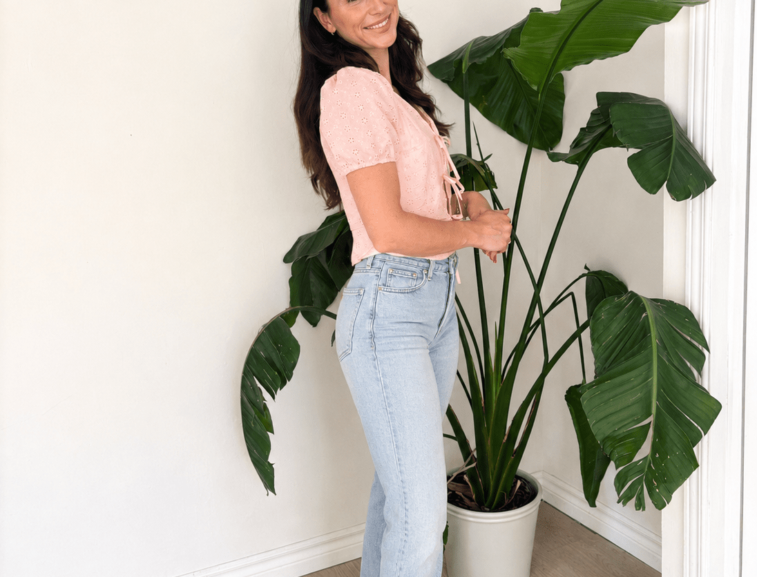 The Meave Bow Tie Short Puff Sleeve Blouse in Pink - Love and Lee Apparel