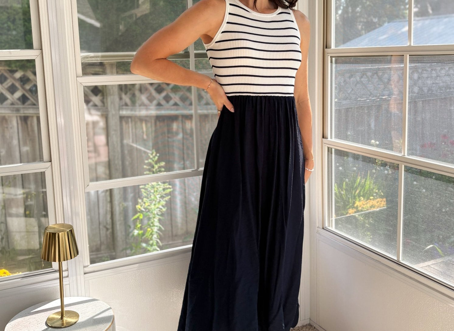 Ash Sleeveless Mixed Media Midi Dress - Love and Lee Apparel