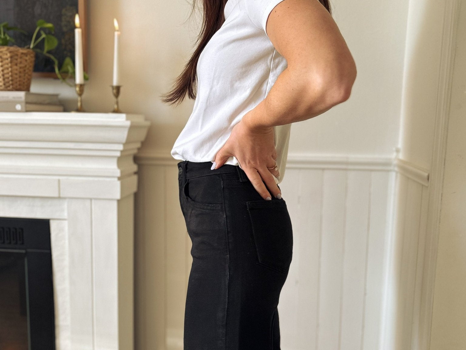 The Janessa High Rise Raw Hem Cropped Wide Leg Jeans in Black - Love and Lee Apparel