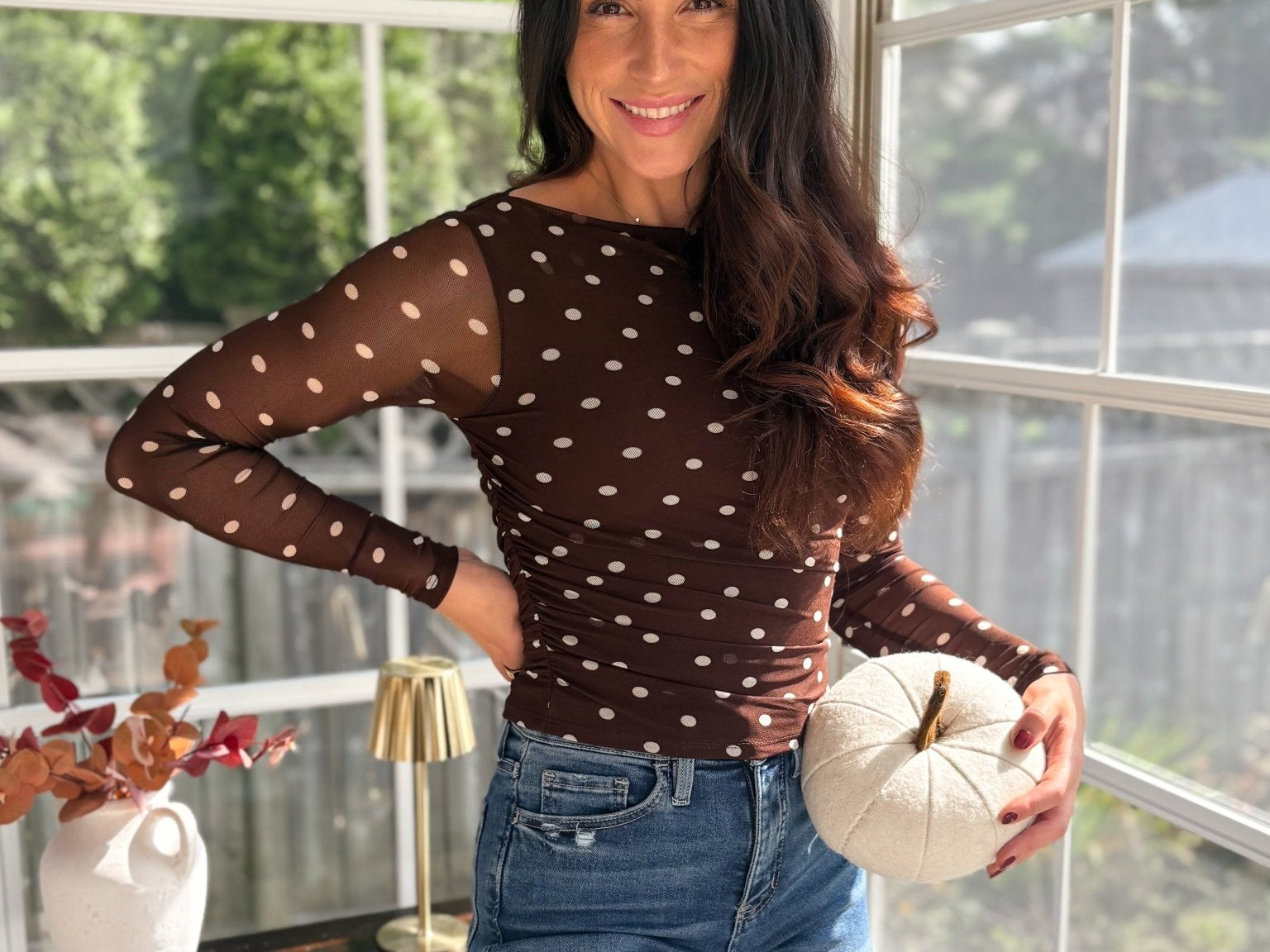 Autumn Social Sheer Mesh Long Sleeve Top - Love and Lee Apparel
