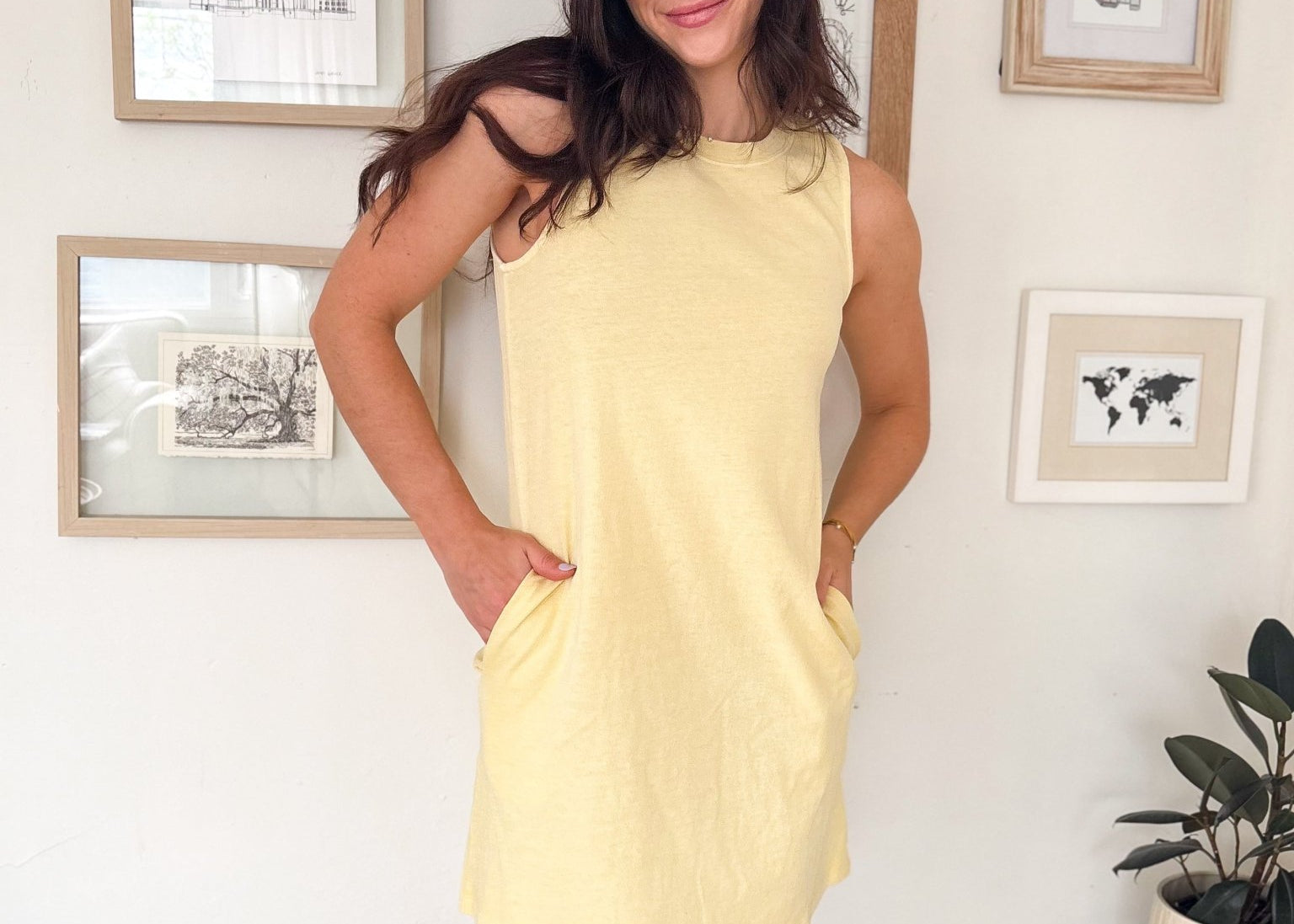 The Bindy Pigment Dyed Sleeveless Mini Dress in Yellow - Love and Lee Apparel