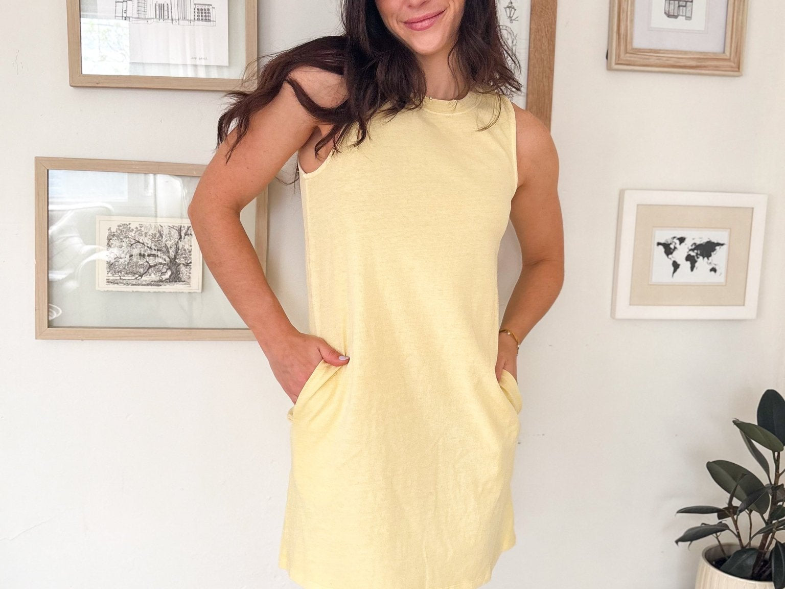 The Bindy Pigment Dyed Sleeveless Mini Dress in Yellow - Love and Lee Apparel