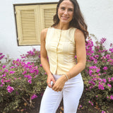 The Lexi Scallop Lace Trim Button Down Sleeveless Vest Blouse - Love and Lee Apparel