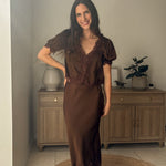 The 'Harvest Gathering' Satin Lace Hem Slip-On Pencil Skirt - Love and Lee Apparel