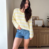 The Vicky Stripe Long Sleeve Cozy Knit Top - Love and Lee Apparel
