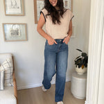 The Rae High Rise Dark Wash Clean Cut Raw Hem Wide Jeans - Love and Lee Apparel
