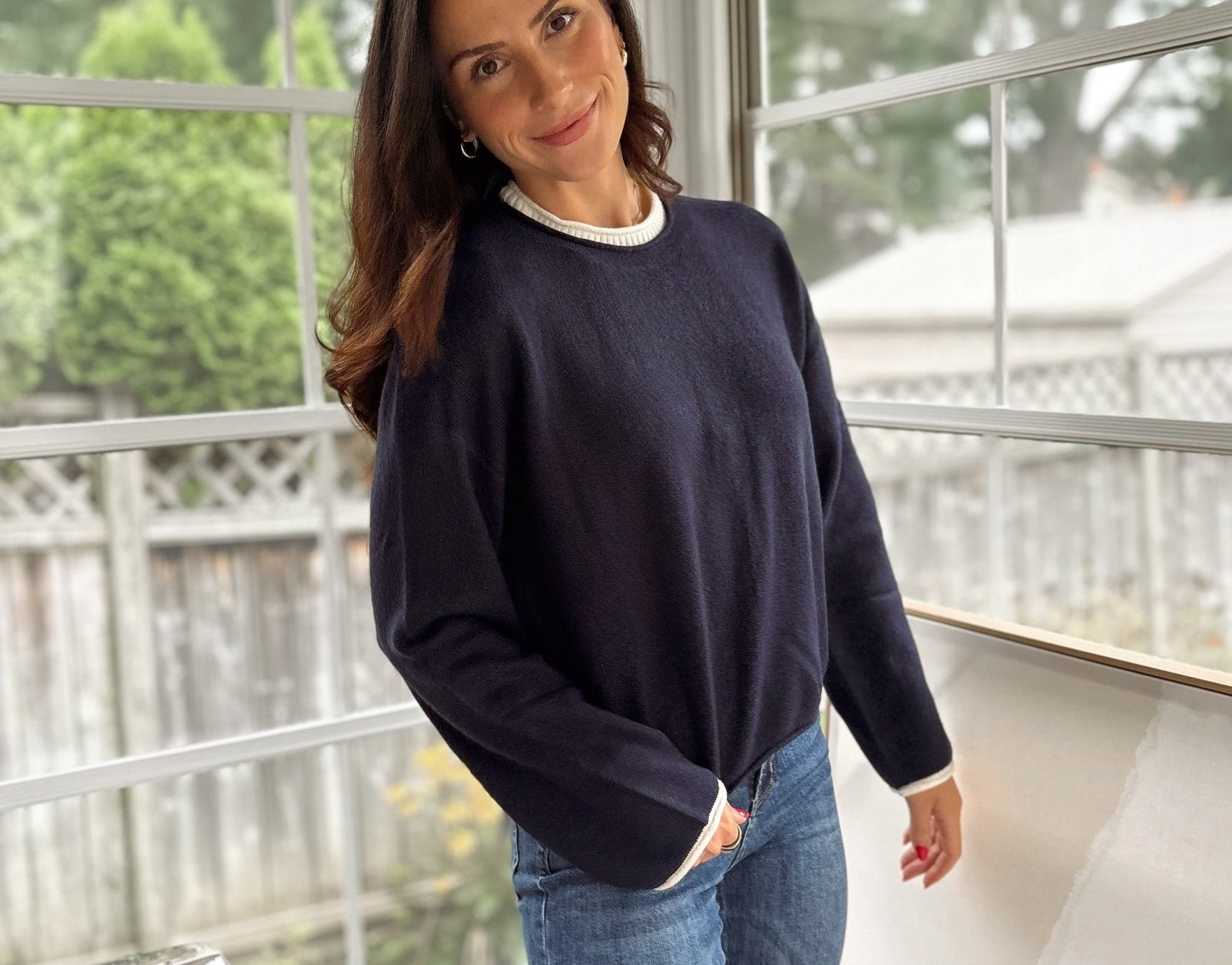 'Syllabus Season' Contrast Rolled Edge Crewneck Pullover - Love and Lee Apparel