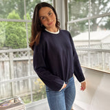 'Syllabus Season' Contrast Rolled Edge Crewneck Pullover - Love and Lee Apparel