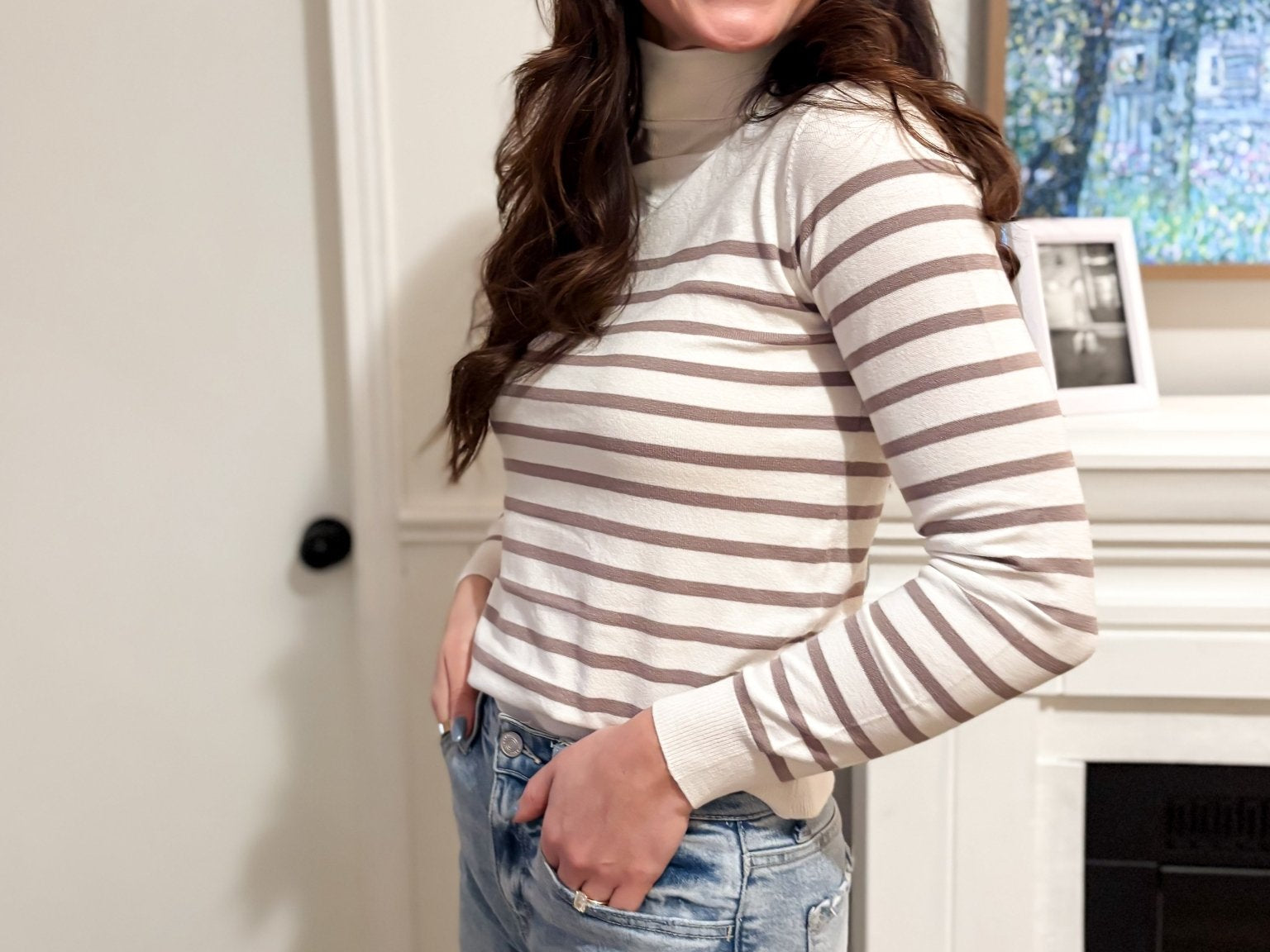 The Joanna Long Sleeve Turtle Neck Striped Knit Top - Love and Lee Apparel