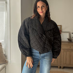 The 'Pumpkin Picking Patch' Quilted Shawl Cropped Puffer Jacket- 2 Colours Available - Love and Lee Apparel