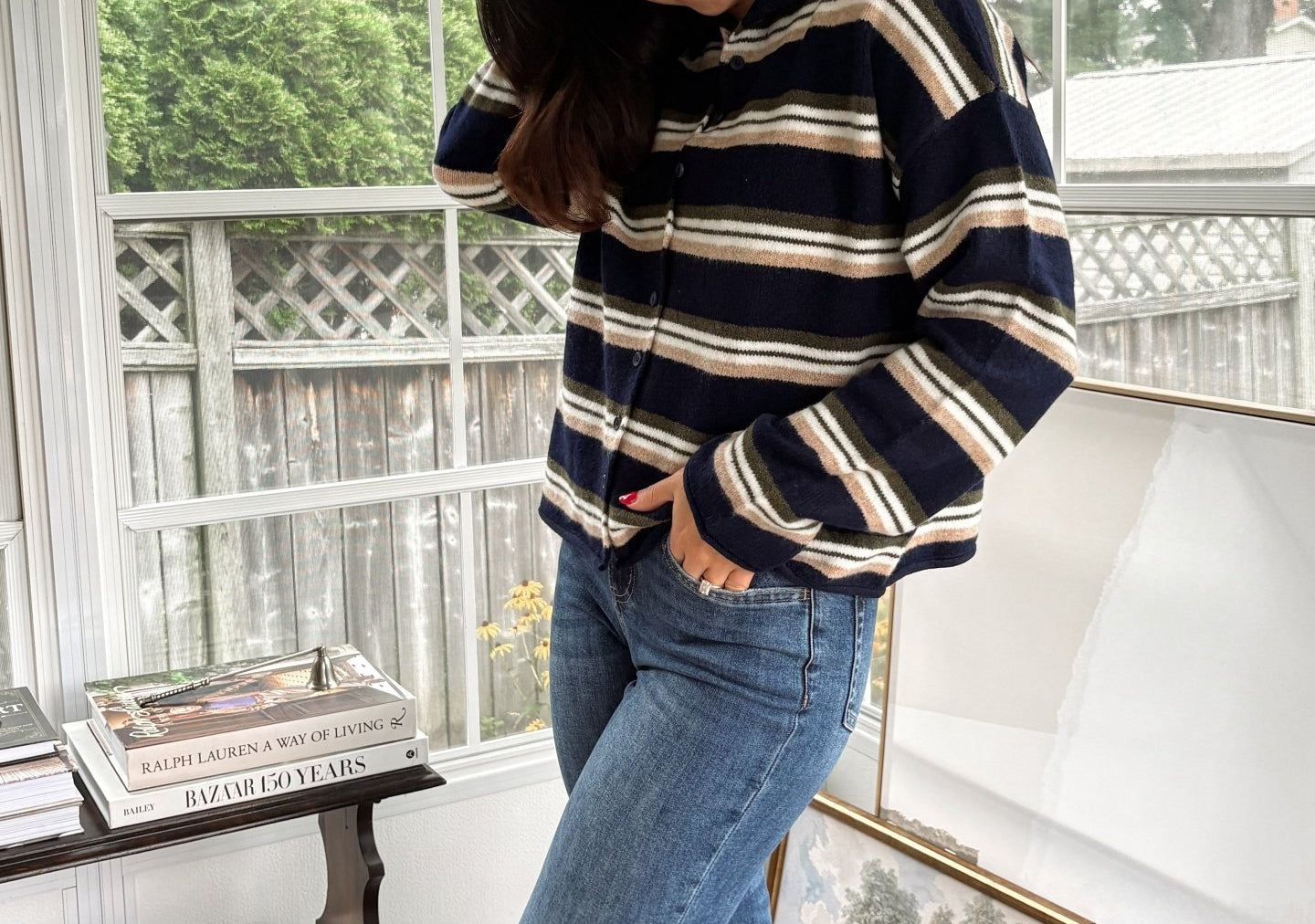 'Meet Me on Campus' Multi-Color Stripe Rolled Neck Knit Cardigan - Love and Lee Apparel