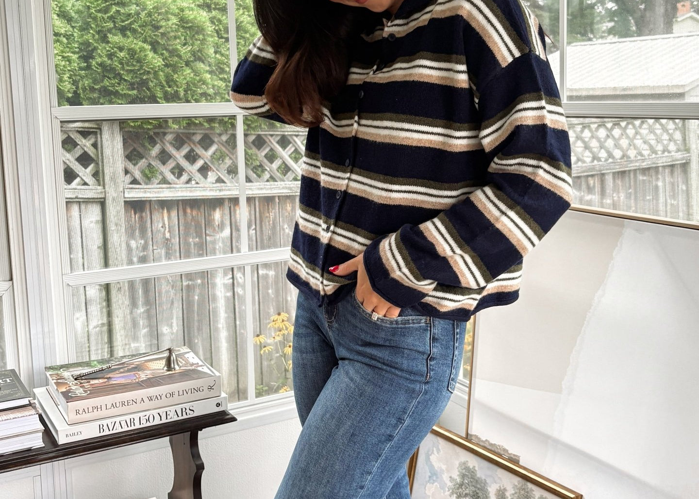 'Meet Me on Campus' Multi-Color Stripe Rolled Neck Knit Cardigan - Love and Lee Apparel