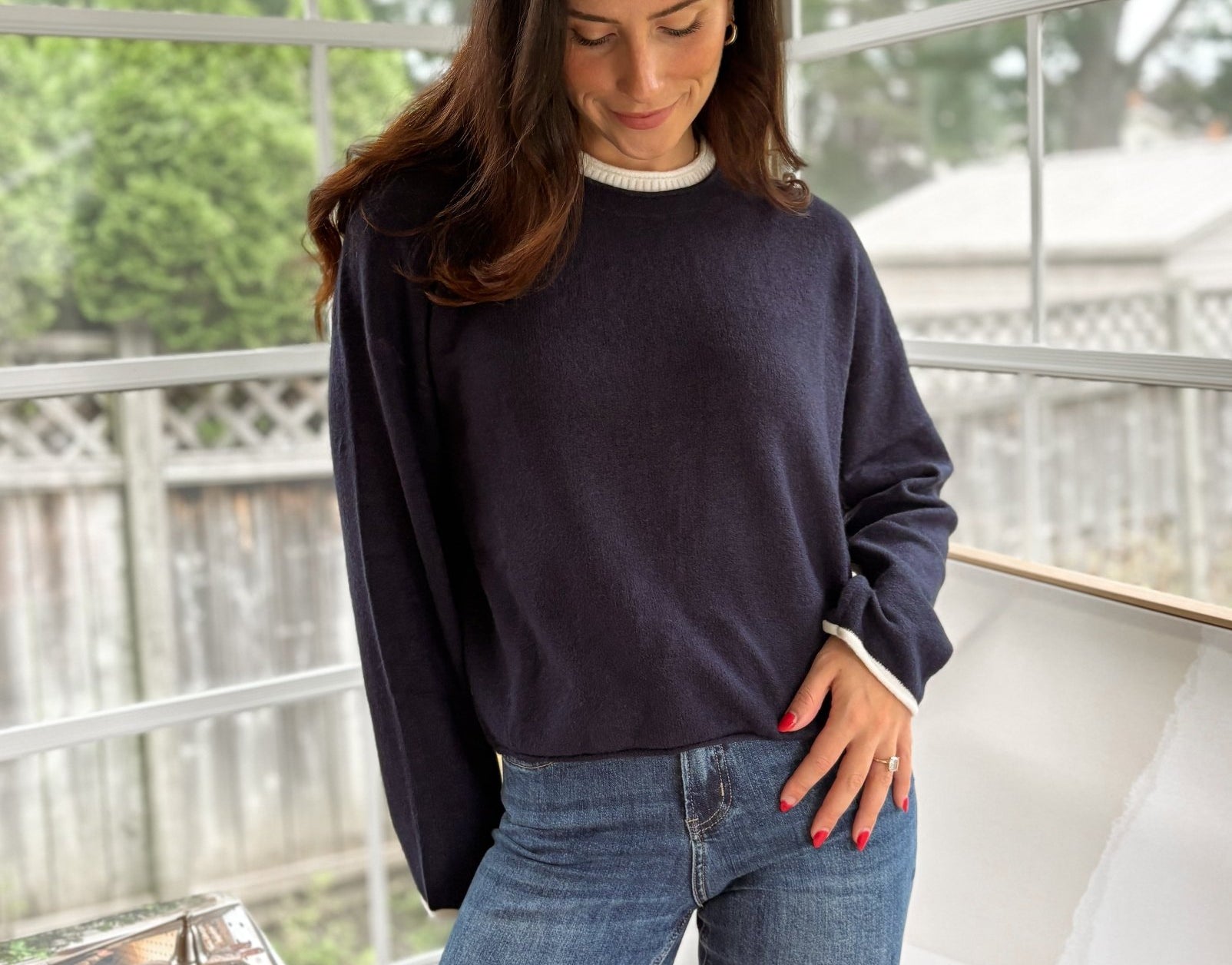 'Syllabus Season' Contrast Rolled Edge Crewneck Pullover - Love and Lee Apparel