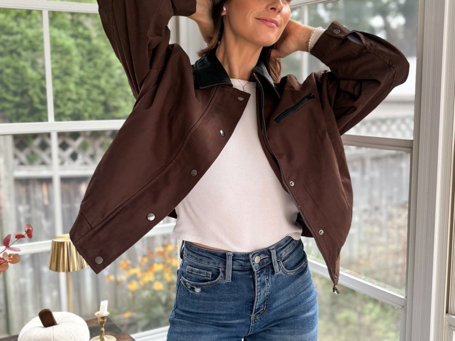 November Air Contrast Vegan Leather Collar Jacket - Love and Lee Apparel