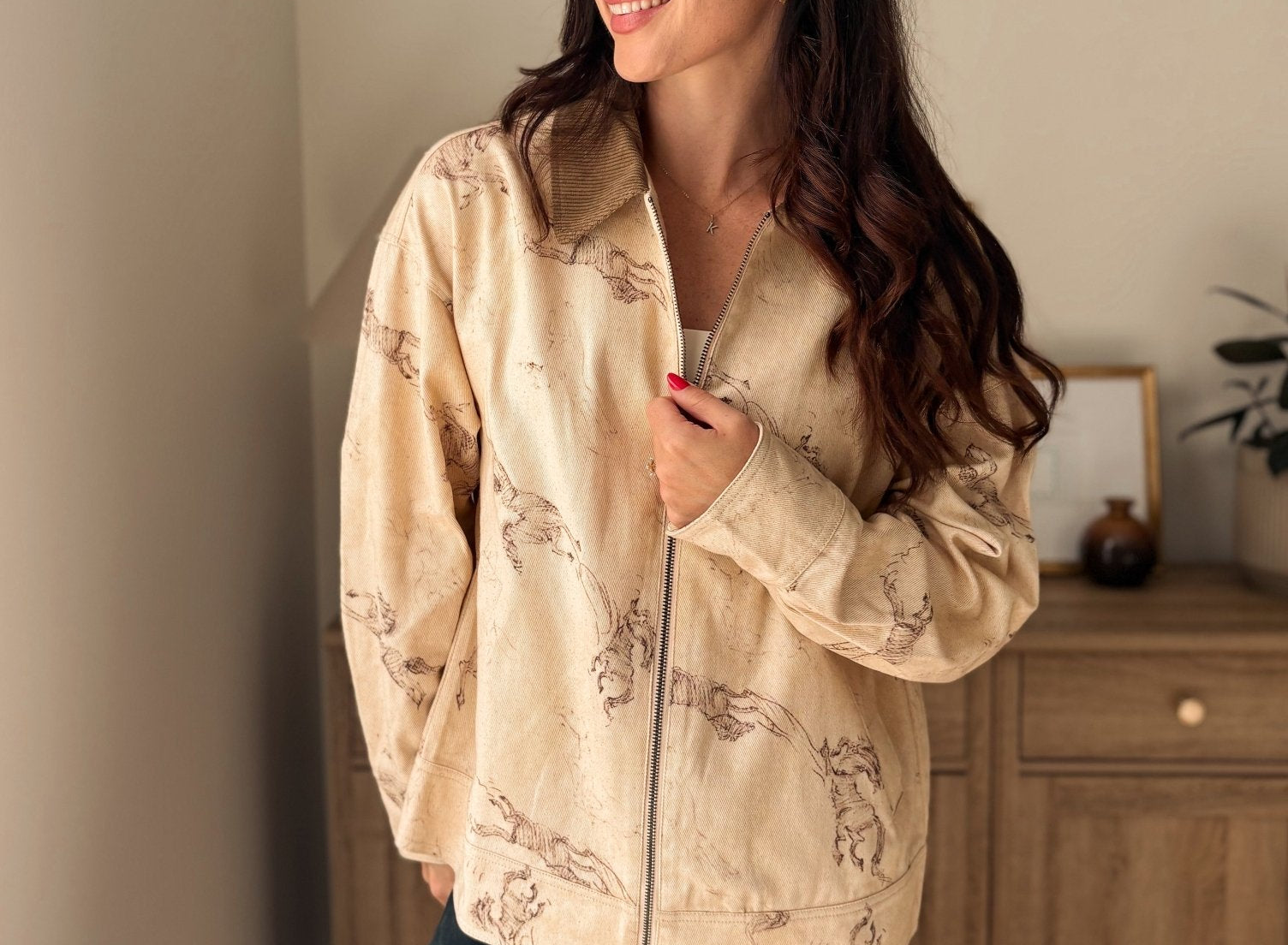 The Countryside Stables Western Horse Print Zip Up Jacket - Love and Lee Apparel