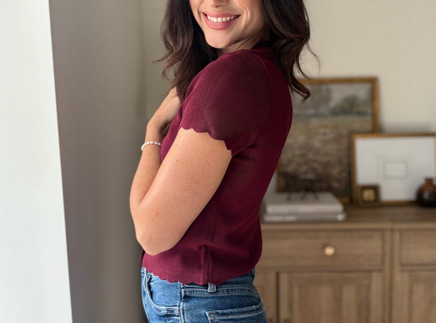 The Bordeaux Short Sleeve Button Down Knit Cardigan - Love and Lee Apparel
