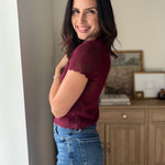 The Bordeaux Short Sleeve Button Down Knit Cardigan - Love and Lee Apparel