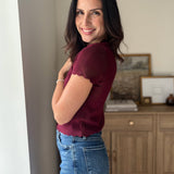 The Bordeaux Short Sleeve Button Down Knit Cardigan - Love and Lee Apparel