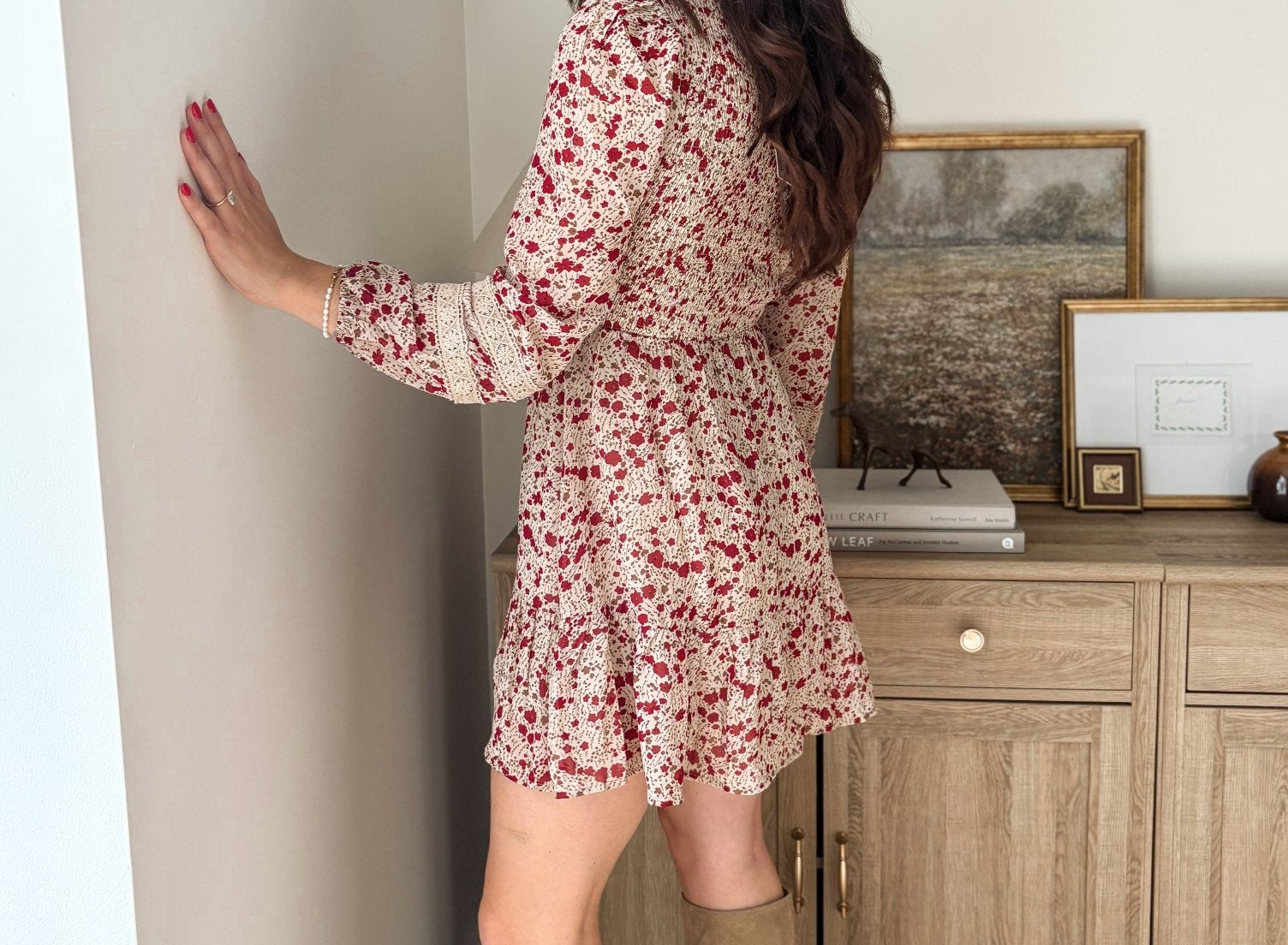 The Early Harvest Lace Trim Smocking Printed Mini Dress - Love and Lee Apparel