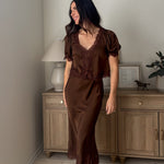The 'Harvest Gathering' Satin Lace Hem Slip-On Pencil Skirt - Love and Lee Apparel