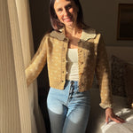 The Colette Crochet Scallop Collar Button Down Knit Cardigan - Love and Lee Apparel