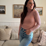 The Juliette Long Sleeve Knit Turtle Neck in Soft Pink - Love and Lee Apparel