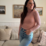 The Juliette Long Sleeve Knit Turtle Neck in Soft Pink - Love and Lee Apparel