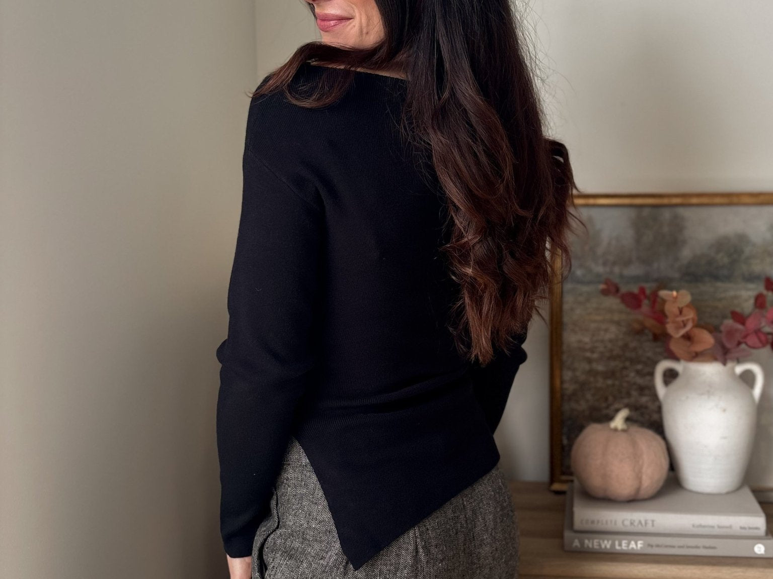 The' Home for the Holiday' Boat Neck Dolman Long Sleeve Knit Sweater in Black - Love and Lee Apparel