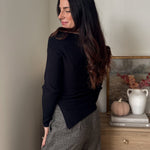 The' Home for the Holiday' Boat Neck Dolman Long Sleeve Knit Sweater in Black - Love and Lee Apparel