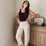 The Cecelia Stripe Cotton Barrel Jeans Casual High Waist Pants - Love and Lee Apparel