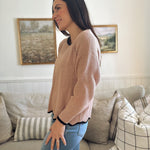 Rosalie Contrast Scallop Trim Knit Pullover Sweater - Love and Lee Apparel